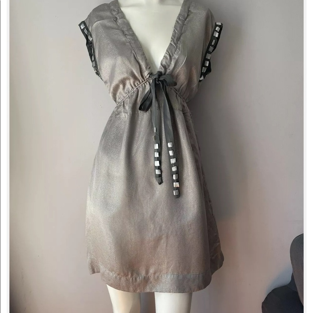 Hale Bob Metallic Open V-Neck Dress